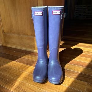 Hunter High Tall Boots 8 Women Rubber Waterproof in Aubergine Purple